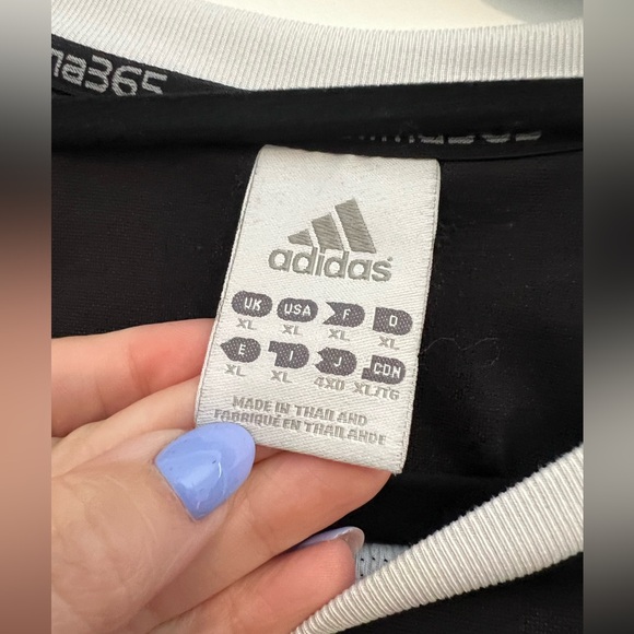 Adidas Black and White Striped Performance Shirt XL - Picture 6 of 8